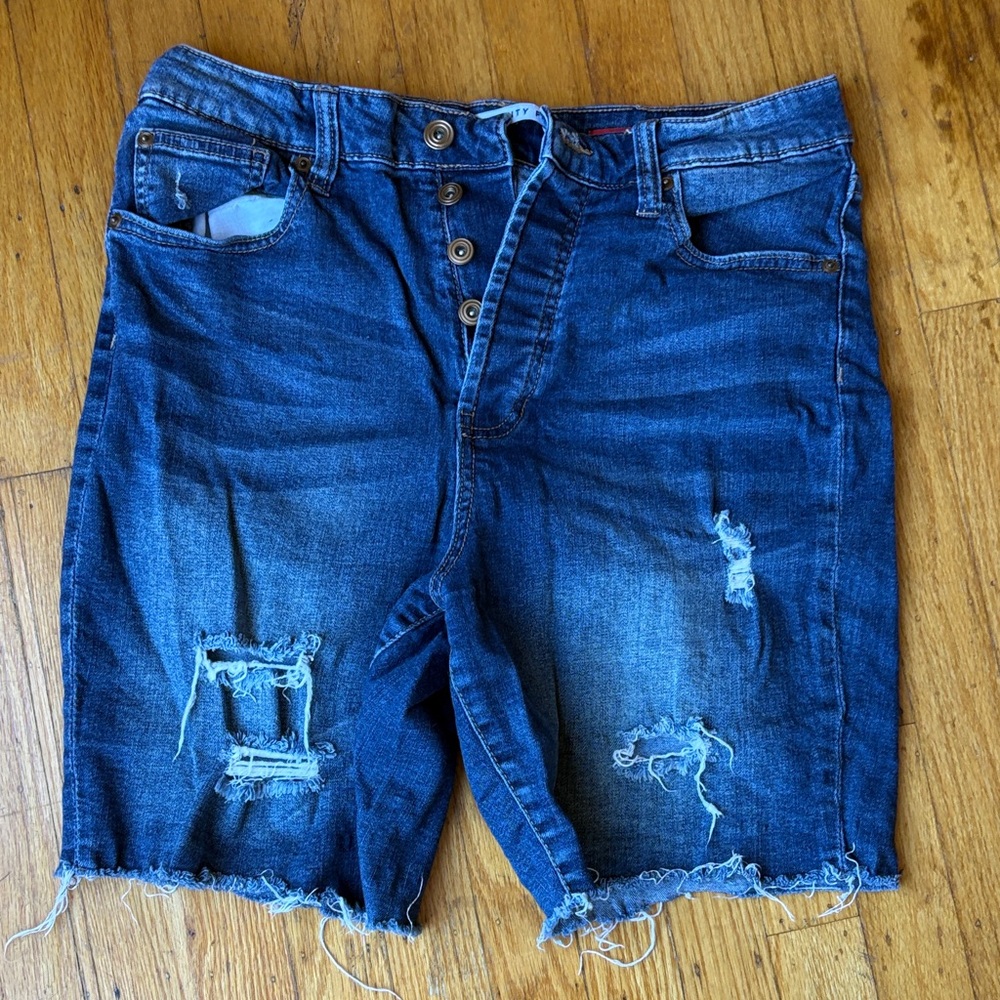 Celebrity Pink Men's Blue Distressed Jean Shorts